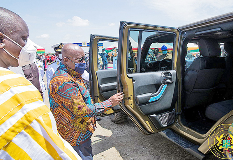 You are currently viewing President Akufo-Addo Presents 60 Vehicles To Army; Cuts Sod For Us$24.8 Million Housing Project