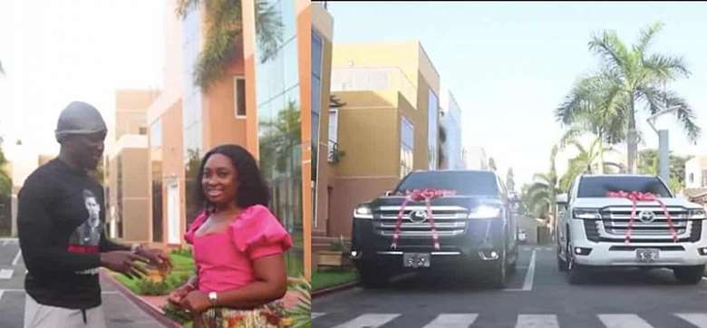 You are currently viewing Ghanaian businessman surprises wife with 2 Land Cruiser cars