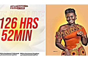 Read more about the article Afua Asantewaa concludes singathon at 126 hours, 52 minutes, awaits Guinness World Record verification